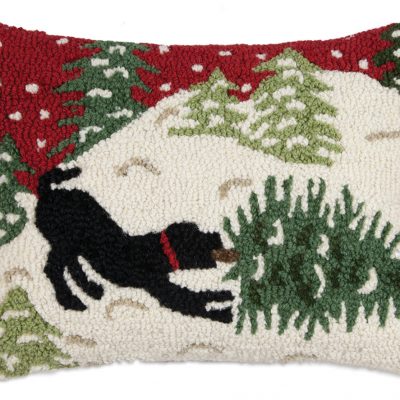 Bringing Home Tree Red 14"x 20" Wool Hooked Pillow