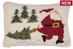 Dragging Home Tree 14" x 20" Wool Hooked Pillow