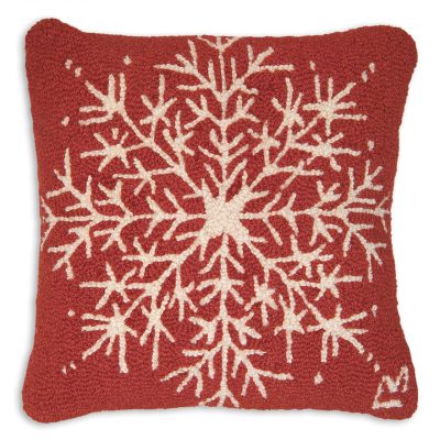 Snowflake 18" Wool Hooked Pillow