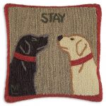 Stay There 18" Wool Hooked Pillow