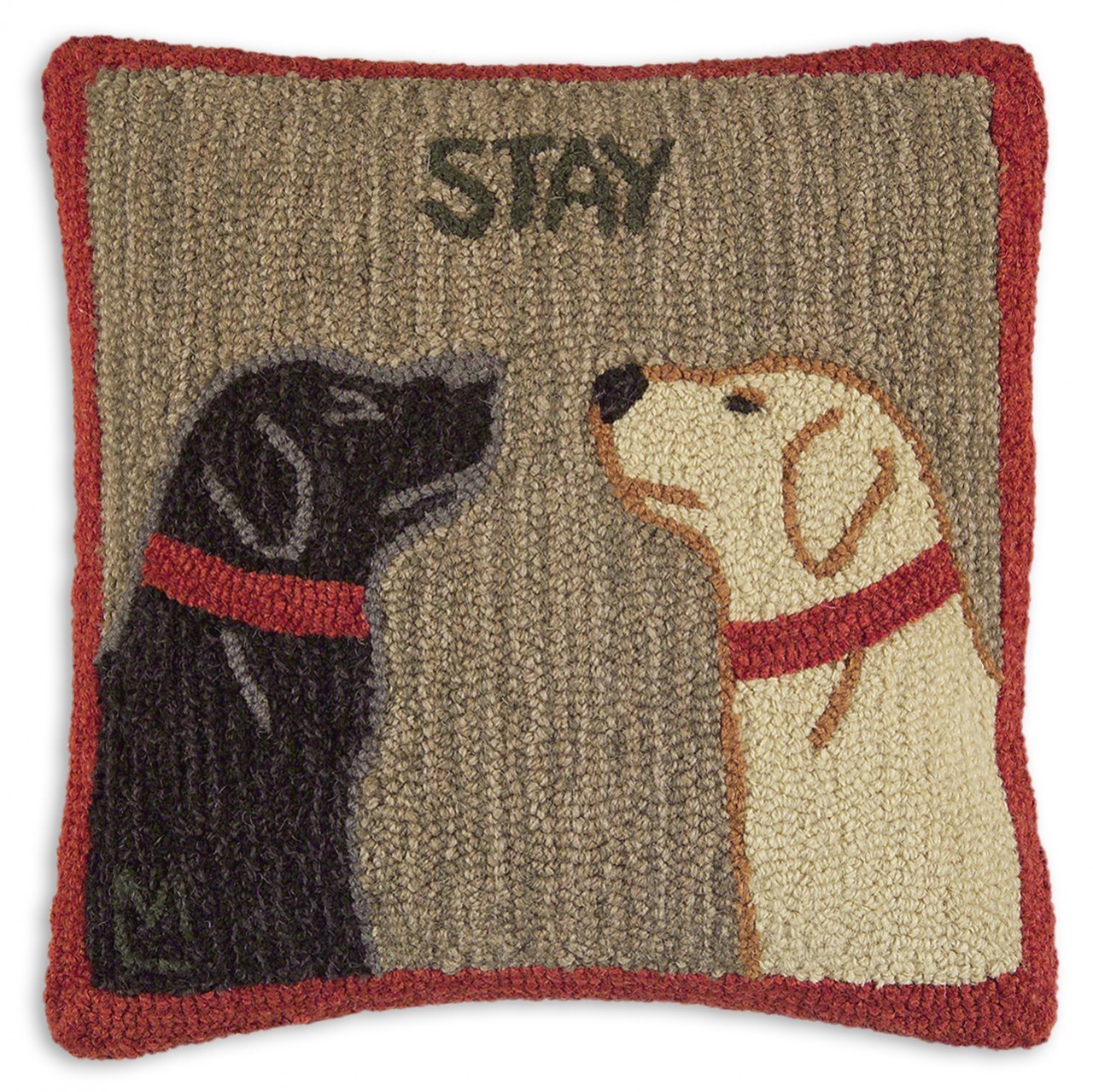 Stay There 18" Wool Hooked Pillow