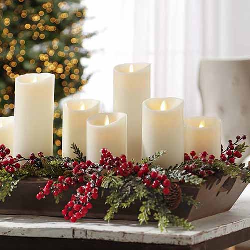 moving flame pillar candles room view
