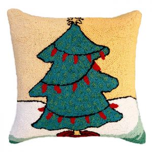 tree with red lights hooked pillow