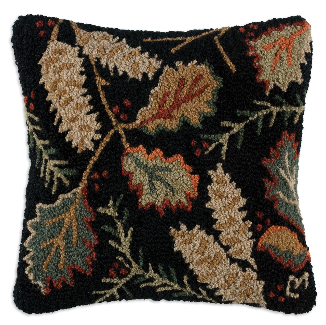 forest floor oak leaves pine needles and cones chandler 4 corners throw pillow