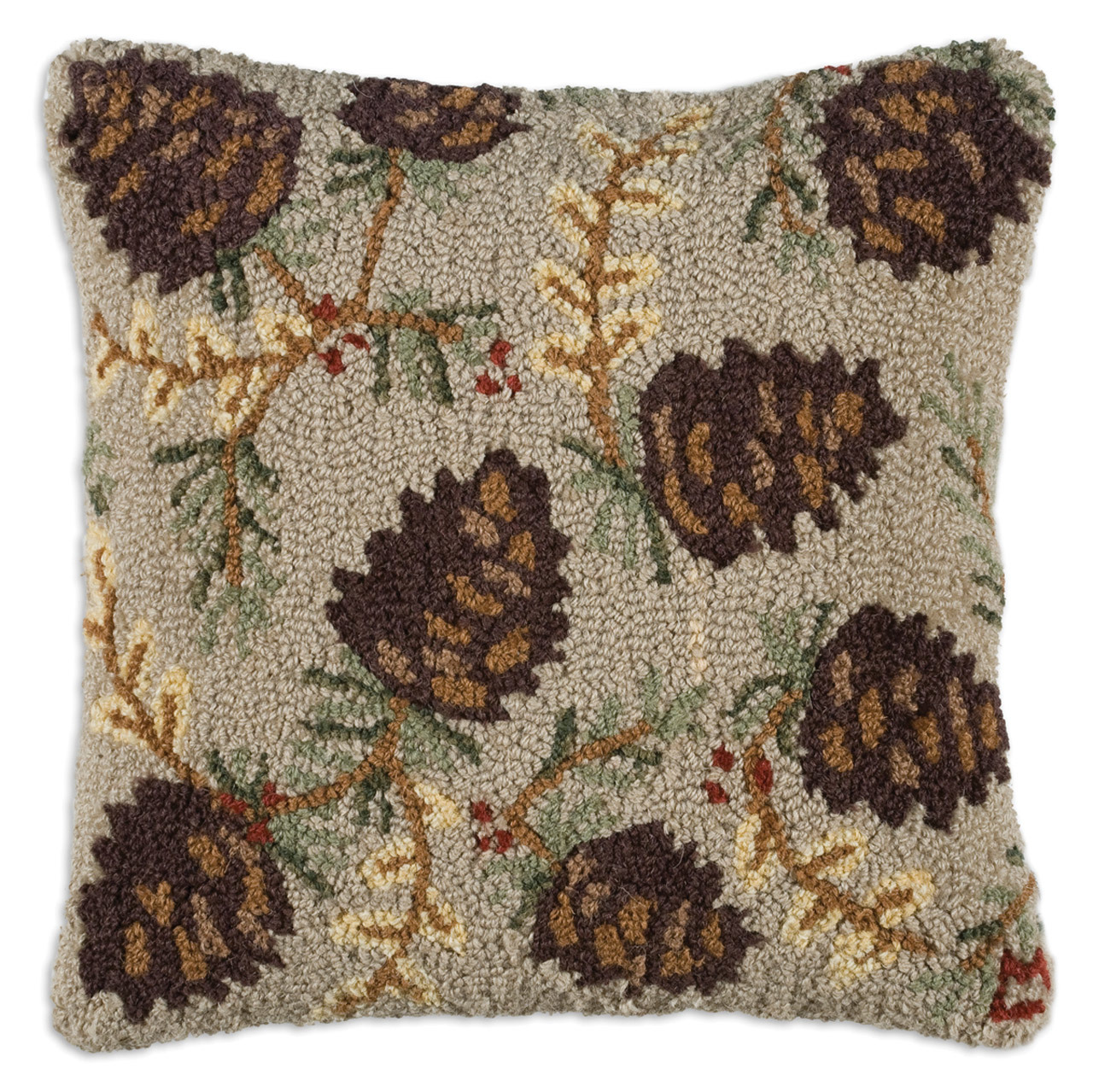 pinecones and pine needles on a throw pillow Chandler 4 Corners