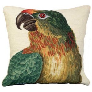 michaelian home parrot needlepoint pillow