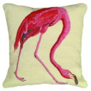michaelian home pink flamingo needlepoint pillow