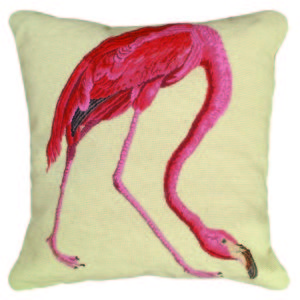 michaelian home pink flamingo needlepoint pillow