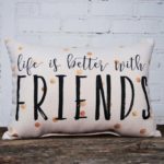 Life is better with friends rectangle, Little Birdie throw pillow