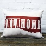 Oklahoma deep red pillow little birdie