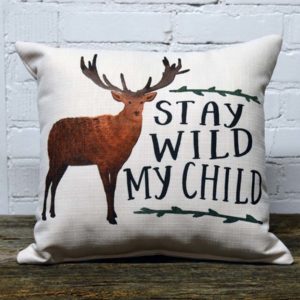 Stay wild child deer little birdie pillow