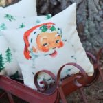 vintage watercolor santa pillow little birdie